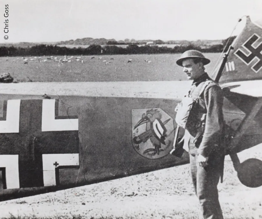 A crash-landed Messerschmitt 109 fighter in Kent, 24 August 1940
